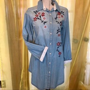 Tasha Polizzi Embroidered Sequined Shirt Dress M